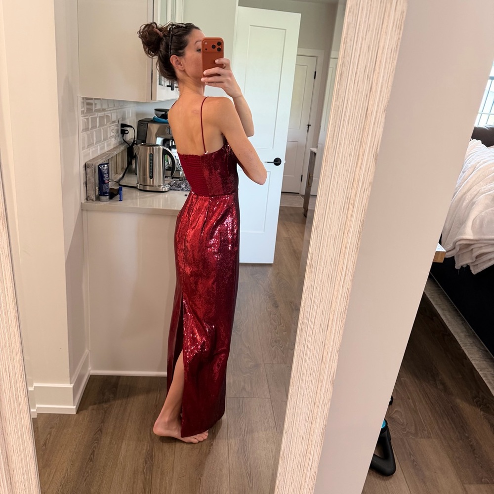 NWT Reformation Frankie Red Sequin Evening Gown 0 - Picture 2 of 5